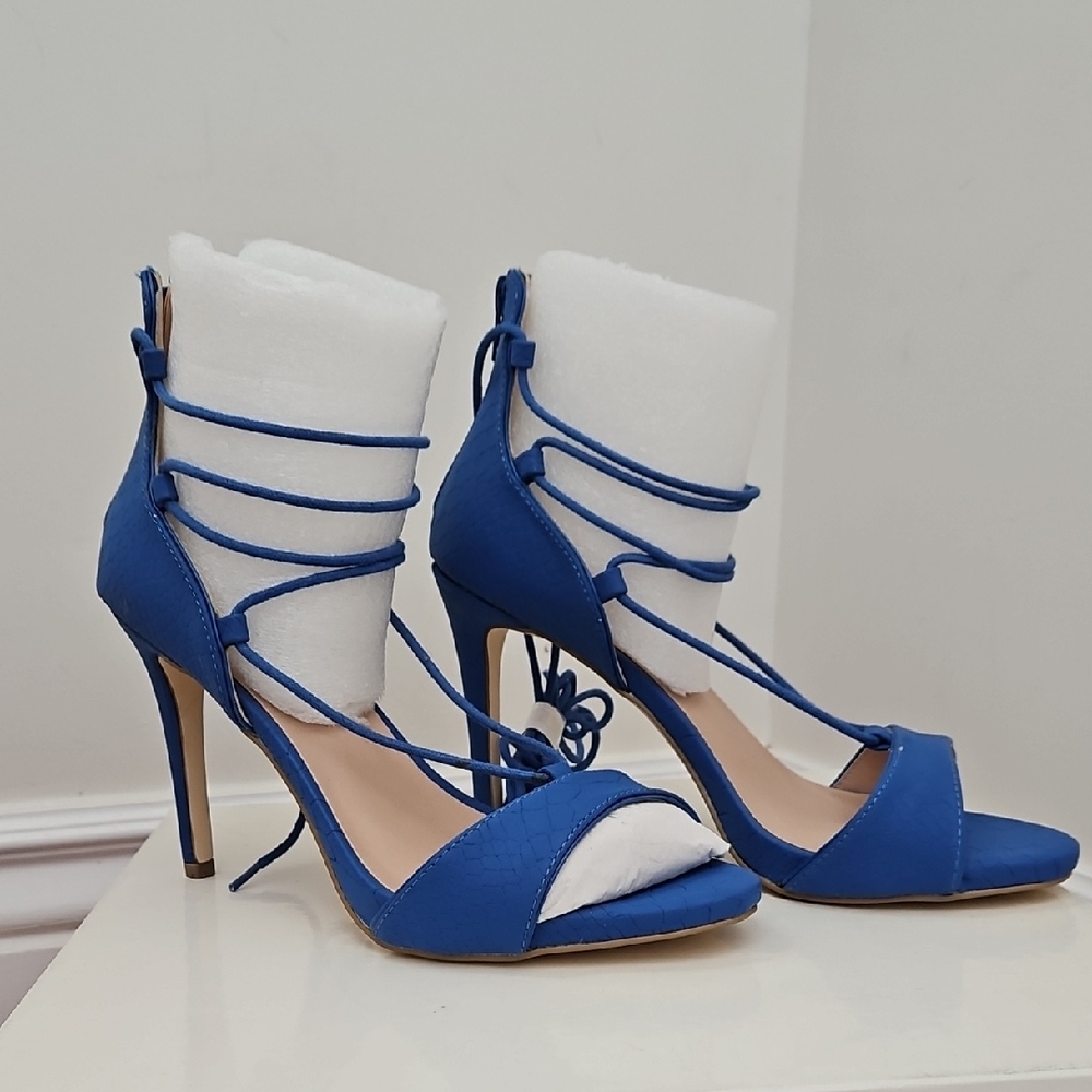Mix No. 6 Blue Heels with Crisscross Straps
